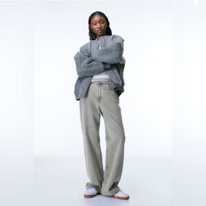 H&M Divided Gray Light Wash Denim Wide Leg High Rise Jeans Women's Size 0